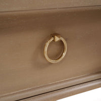 Detailed view of drawer handle, Regency style console table.