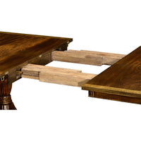 Close-up of extension mechanism on Regency dining table.