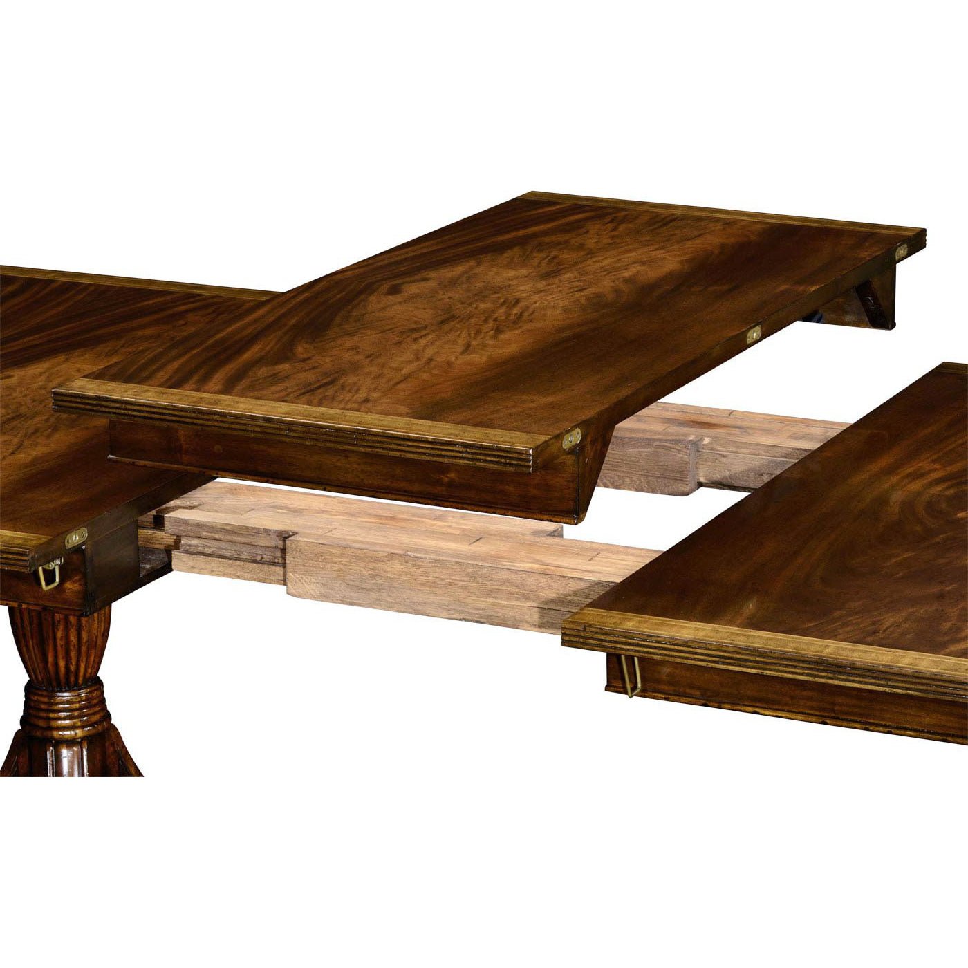 Regency table, extending mechanism visible, close-up.