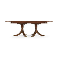 Side profile of Regency dining table with double pedestals.