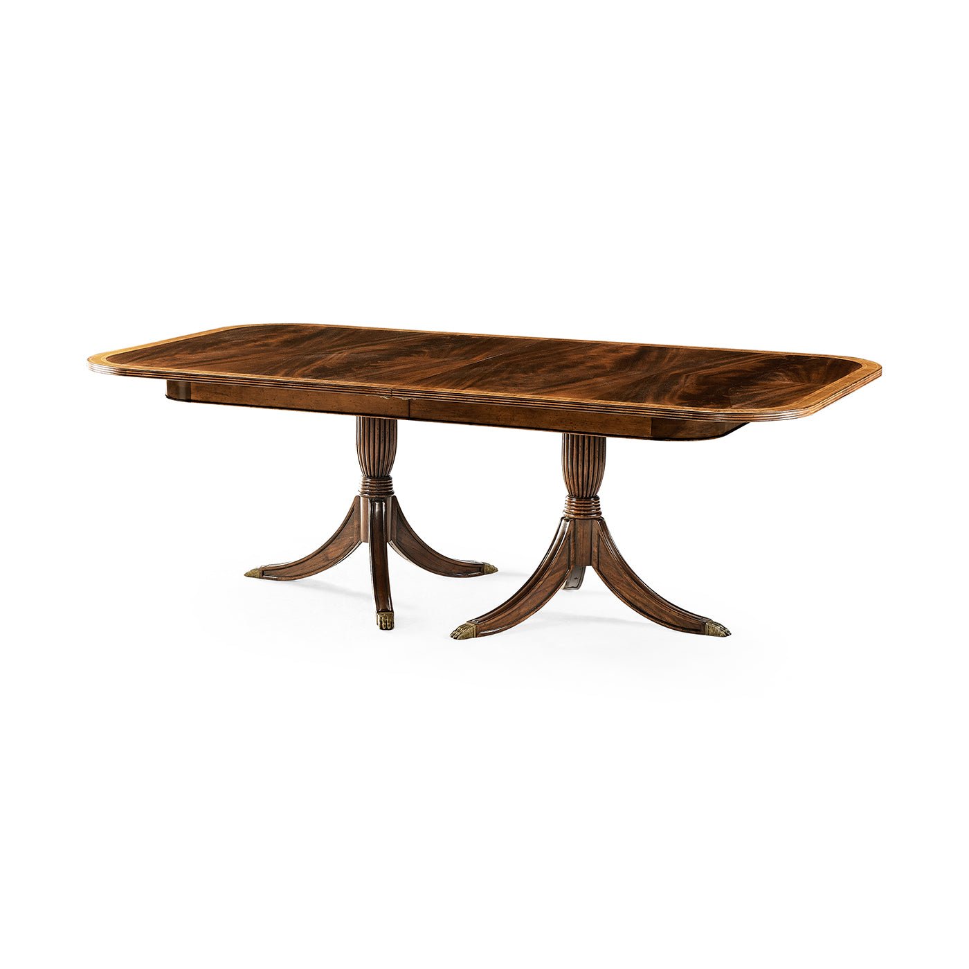 Regency dining table, partially extended, front view.