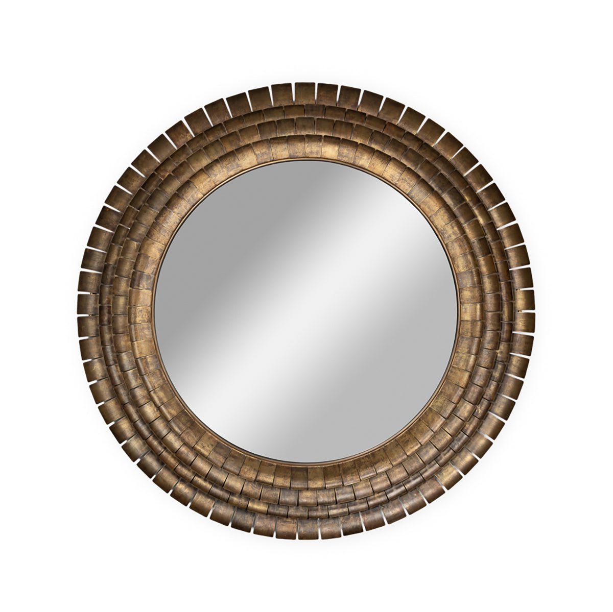 Large round French Art Deco mirror, front view.