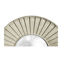 Close-up of upper mirror frame with textured design.