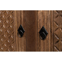 Rustic sideboard buffet close-up of door handles.