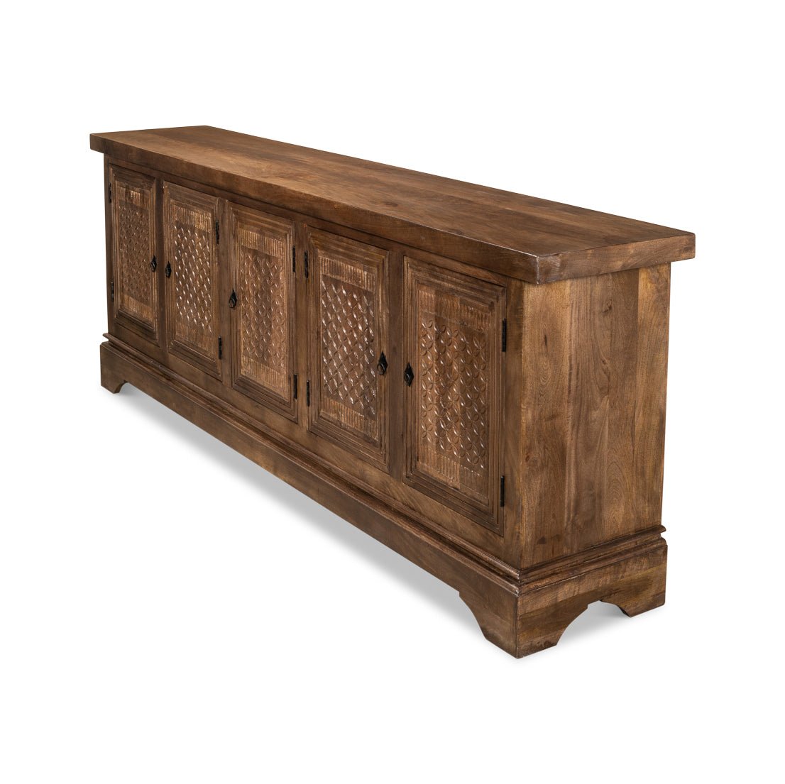 Rustic sideboard buffet angled view from the front.