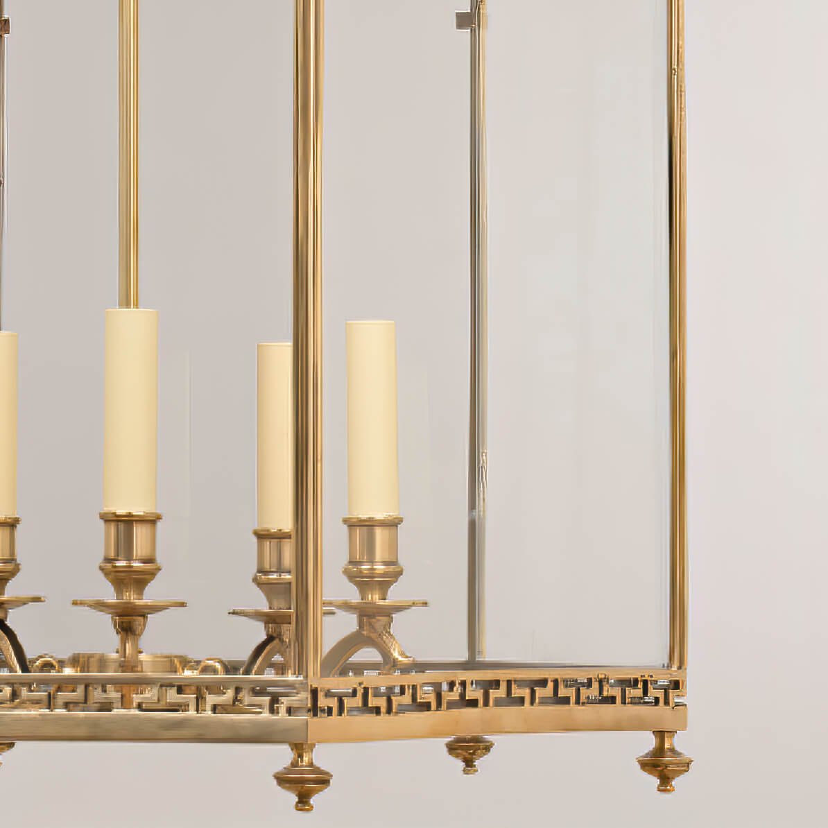 Bottom view showing candlestick design of Swedish Neo Classic Lantern.