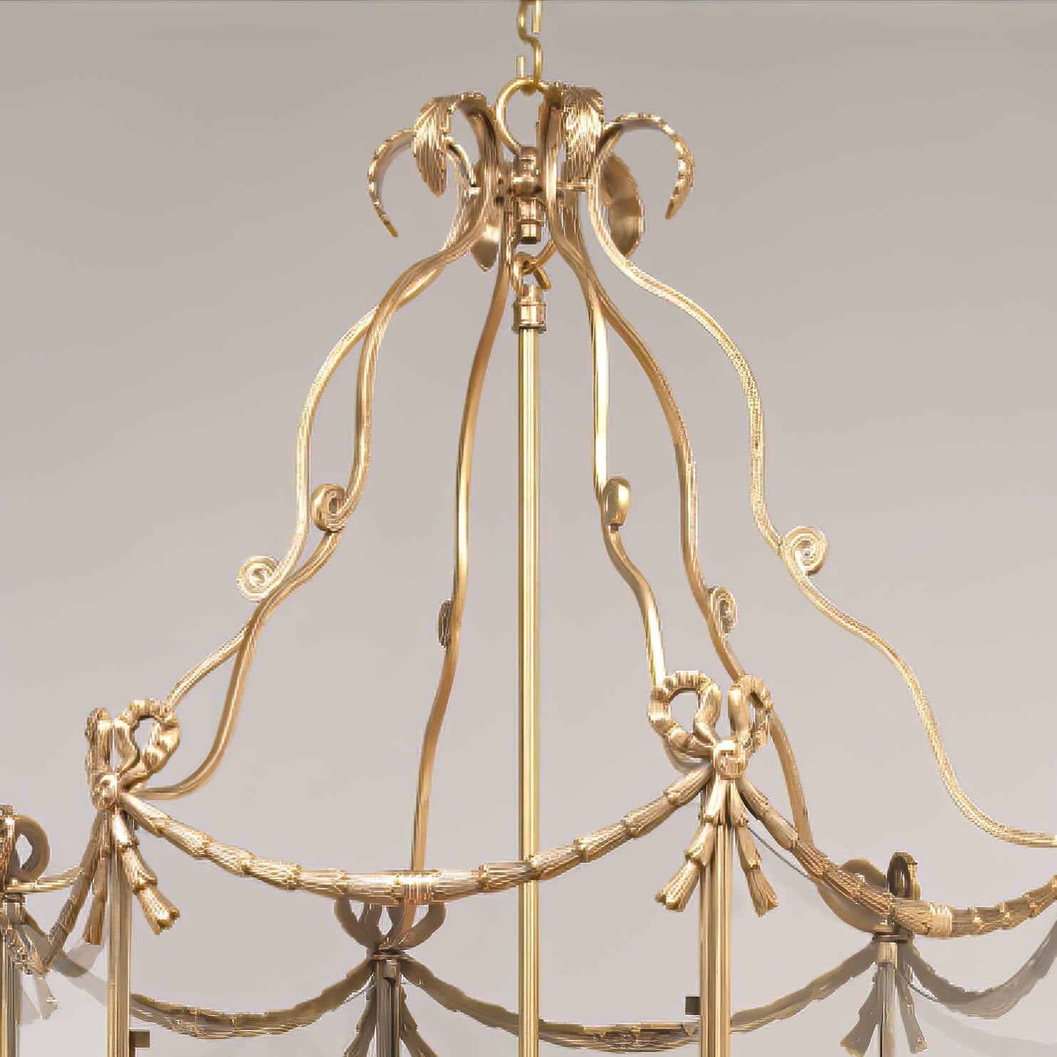 Close-up of ornate top details on Swedish Neo Classic Lantern.