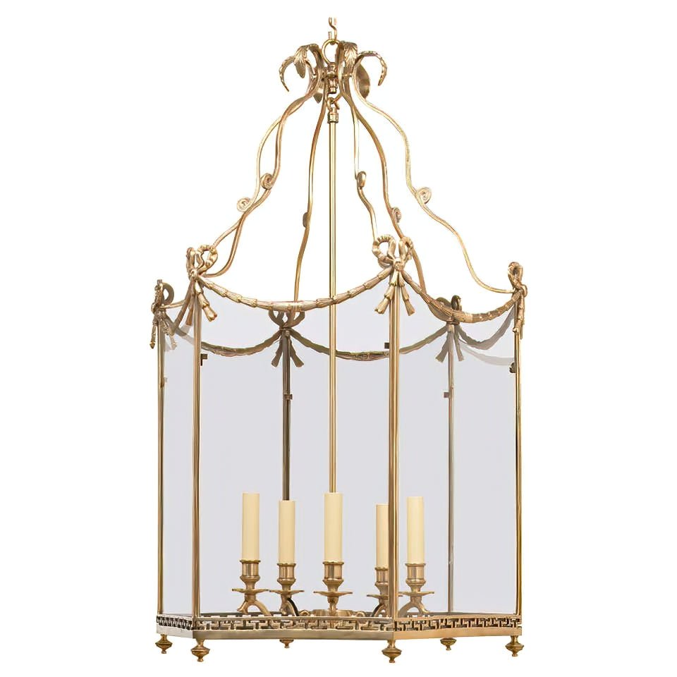 Large Swedish Neo Classic Lantern full view, elegant design.