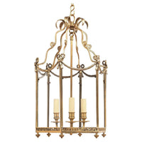 Ornate Swedish Neo Classic lantern with four candles.