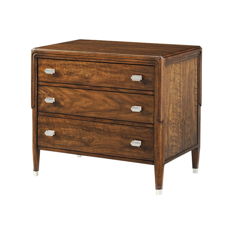 Large Walnut Art Deco Nightstand