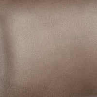 Close-up of the taupe leather grain and soft surface variation
