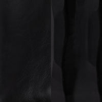 Close-up of the black leather grain and stitched channels