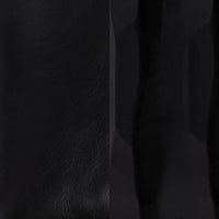 Black leather grain and hammered-iron finish detail for the slim-frame counter stool