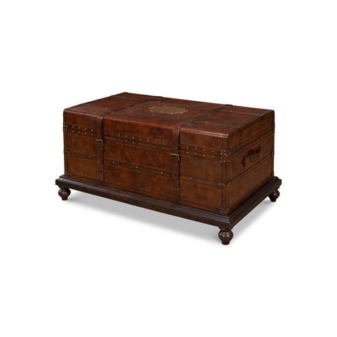 Leather Wrapped Trunk Coffee Table