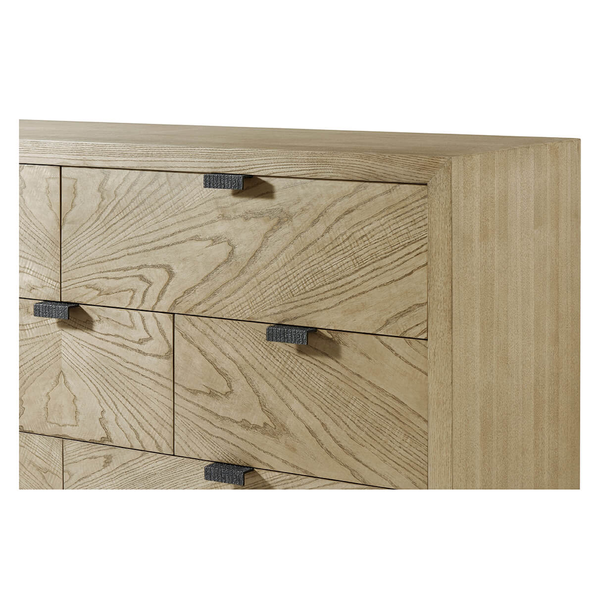 Light ash long dresser close-up on corner and drawers