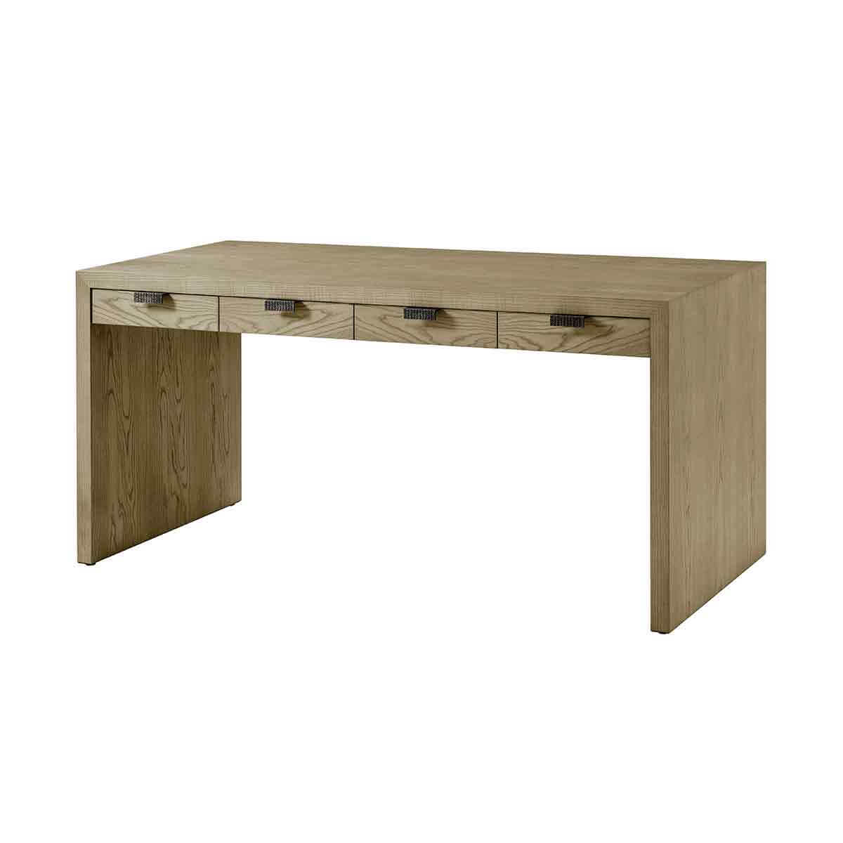 Light ash modern desk angled front view.