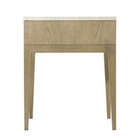 Light ash modern nightstand, back angle.