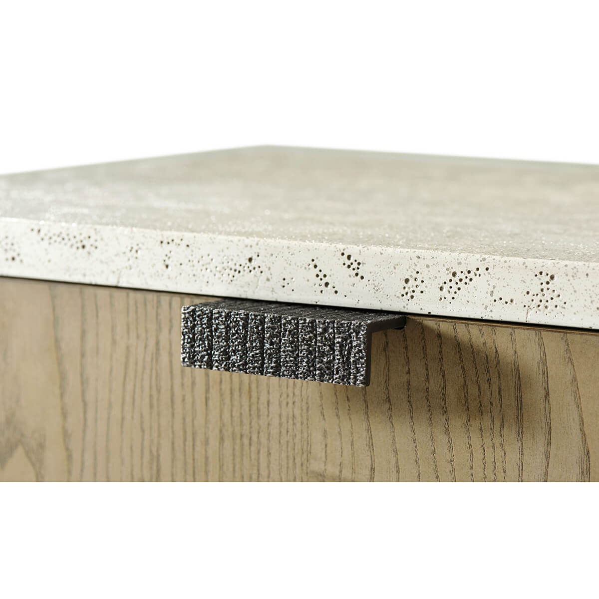Light ash modern nightstand, handle close-up.