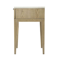 Light ash modern nightstand, side profile.