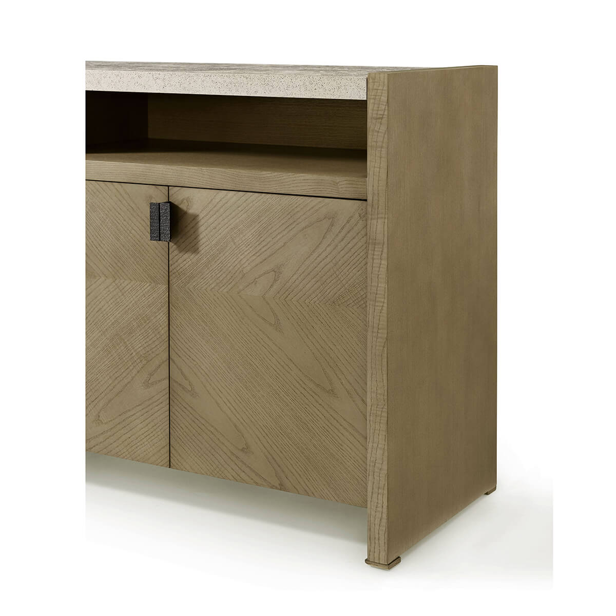Side view of light ash modern sideboard design.