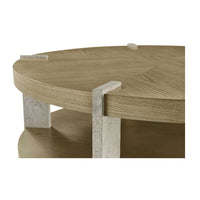 Light ash coffee table detail, top and stone supports.