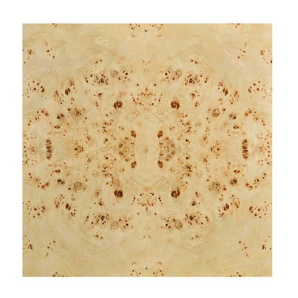 Top surface pattern of burl wood cube accent table.