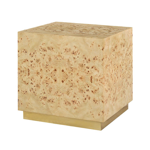 Light Burl Wood Cube Table