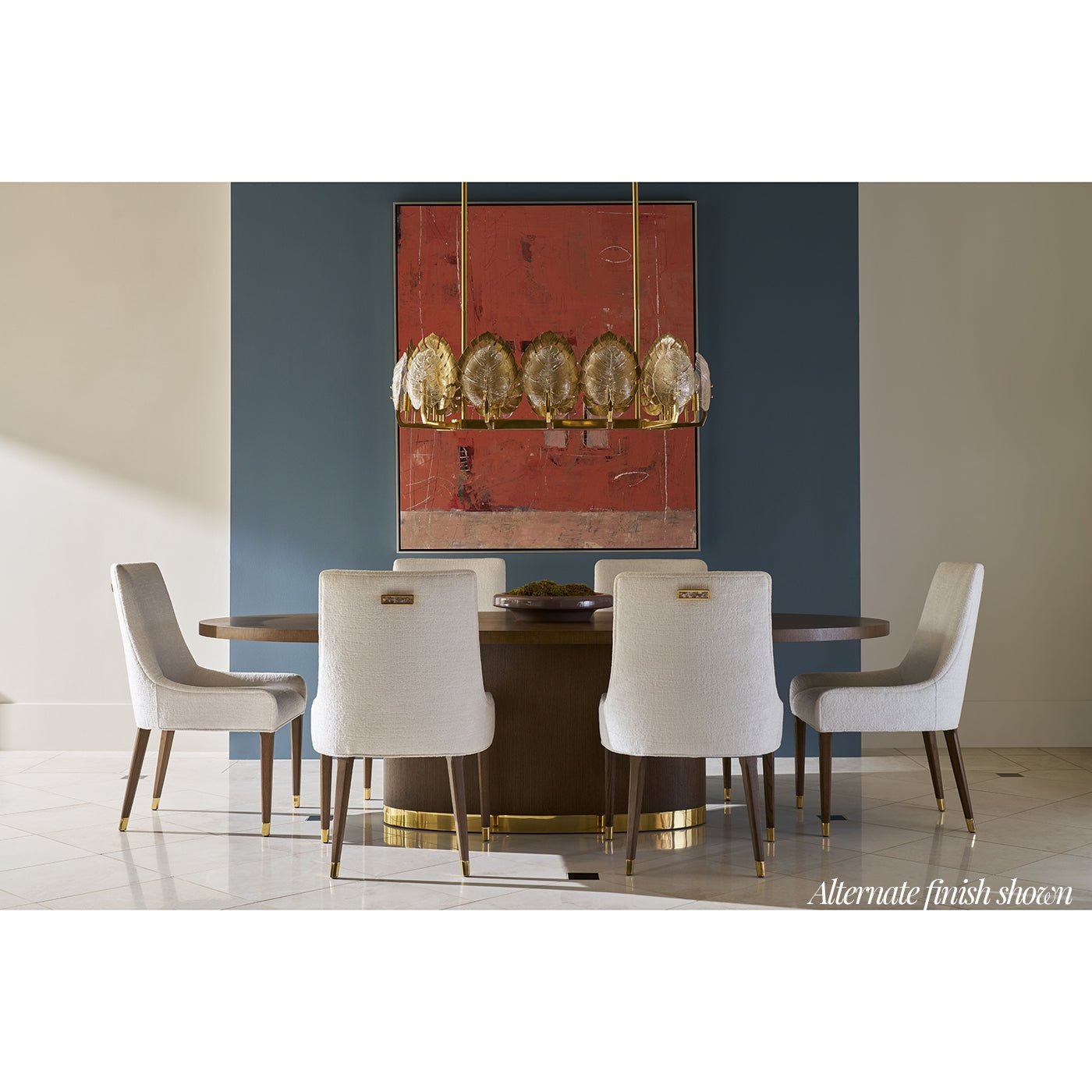 Dining room with dining table and chairs, alternate finish.