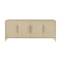 Light Hollywood Regency sideboard buffet, front view, closed doors.