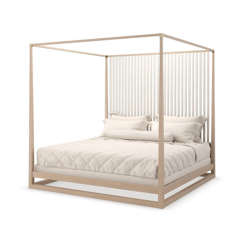 Light Mid Century Canopy Bed - Queen