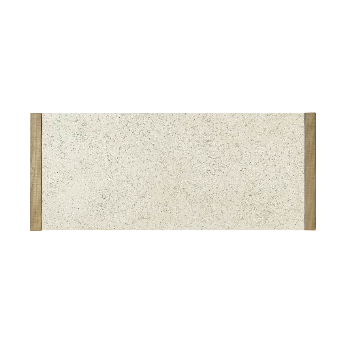 Top close-up of light modern storage console with stone finish.
