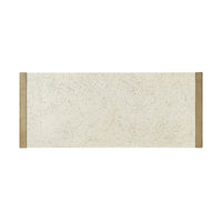 Top close-up of light modern storage console with stone finish.