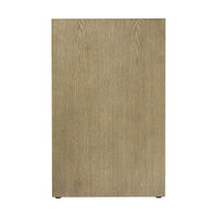 Light modern nightstand, side view, woodgrain texture displayed.