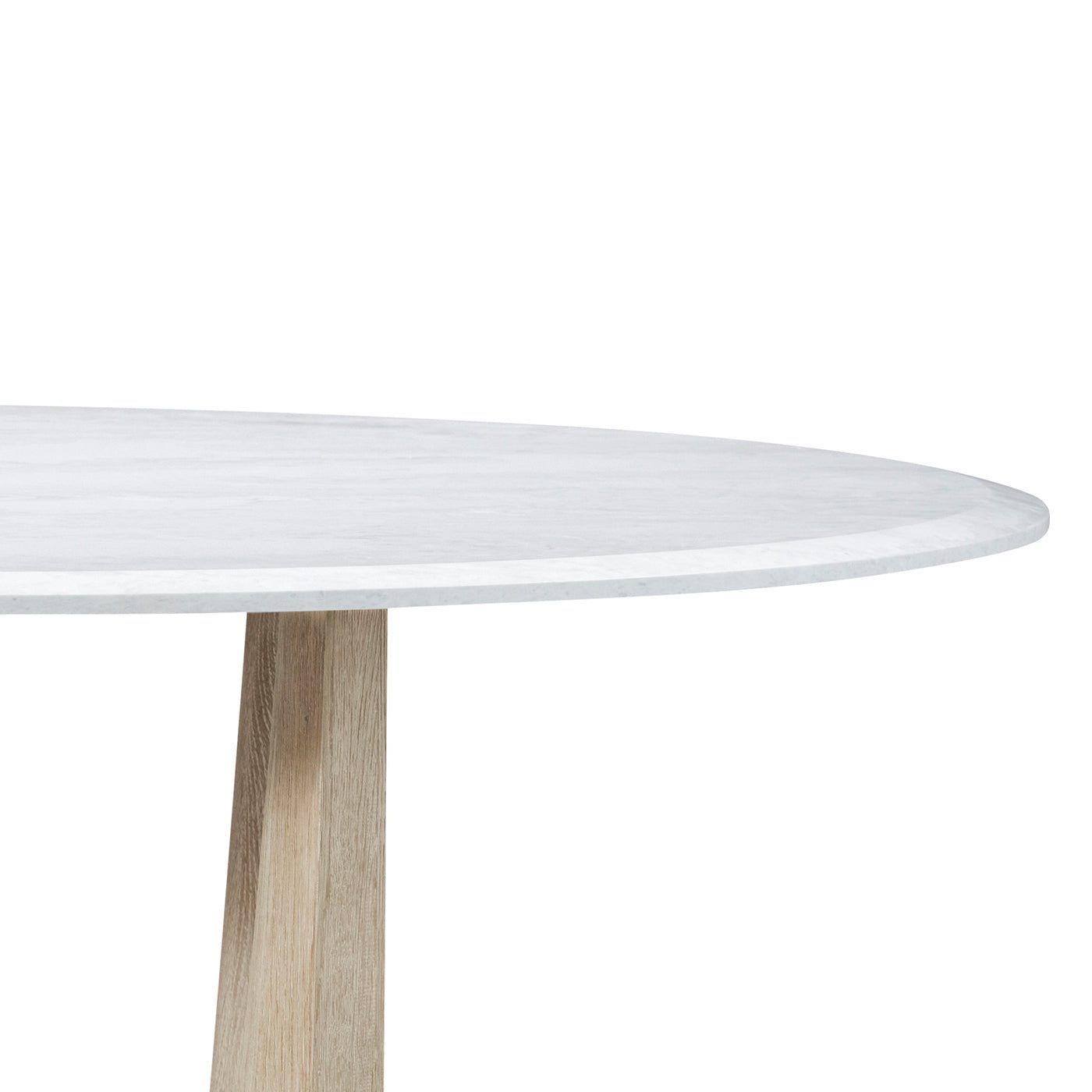 Close-up of white top on round dining table.