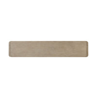 Top view of light oak media console surface.