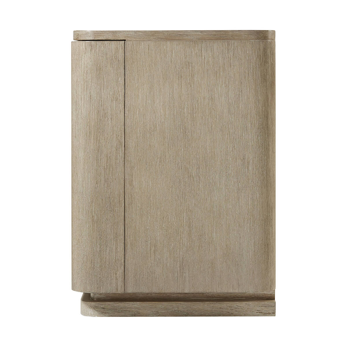 Side view of oak modern media console.