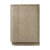 Side view of oak modern media console.