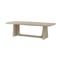 Side view of light oak mid-century dining table.