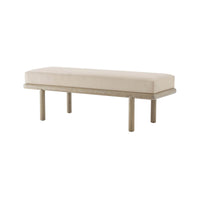 Modern bench, side view showcasing legs and cushion.