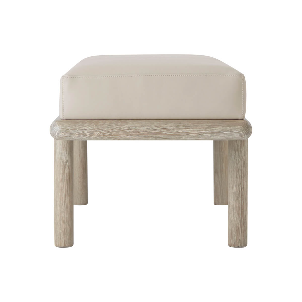 Modern bench, end view focusing on cushion height.
