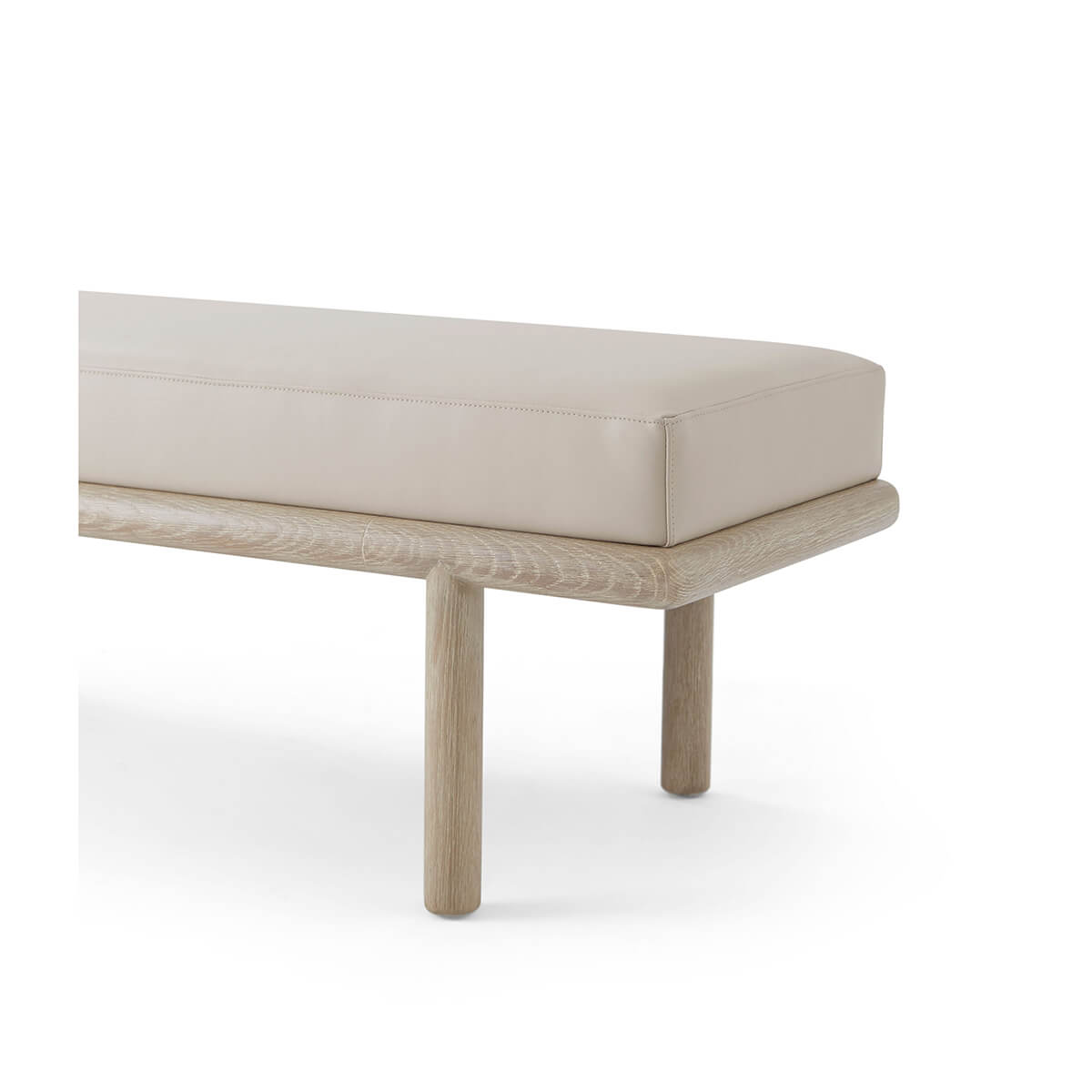 Modern bench, corner angle detailing frame and cushion.