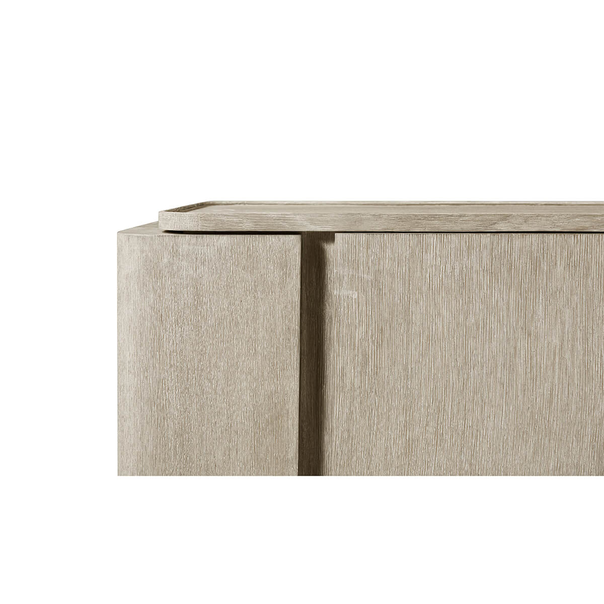 Close-up corner detail of buffet sideboard.