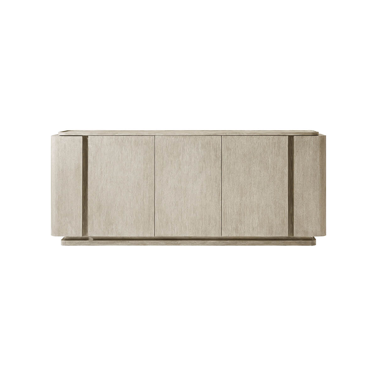 Front view of light oak modern buffet sideboard.