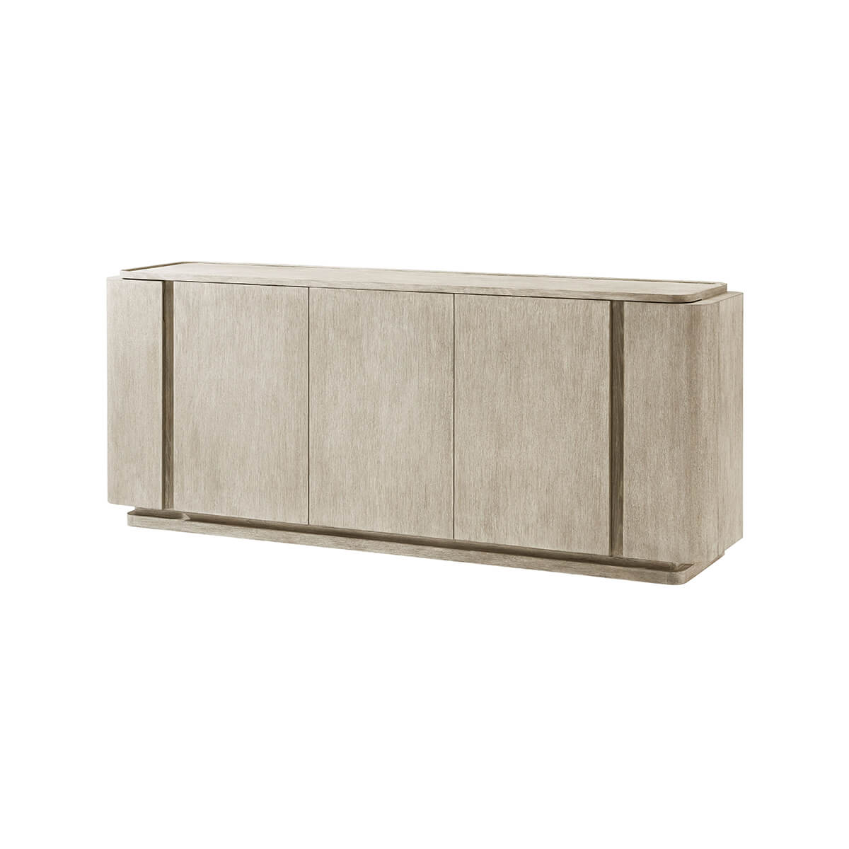 Light oak modern buffet sideboard in full view.