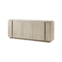 Light oak modern buffet sideboard in full view.
