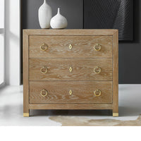 Oak chest with decor, modern style interior.