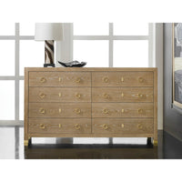 Light oak dresser in room, modern decor style.