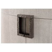Light oak nightstand, handle detail close-up view.