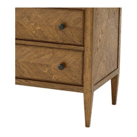 Close-up of dresser's drawer and handle detail.