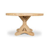 Light wood dining table side angle view.